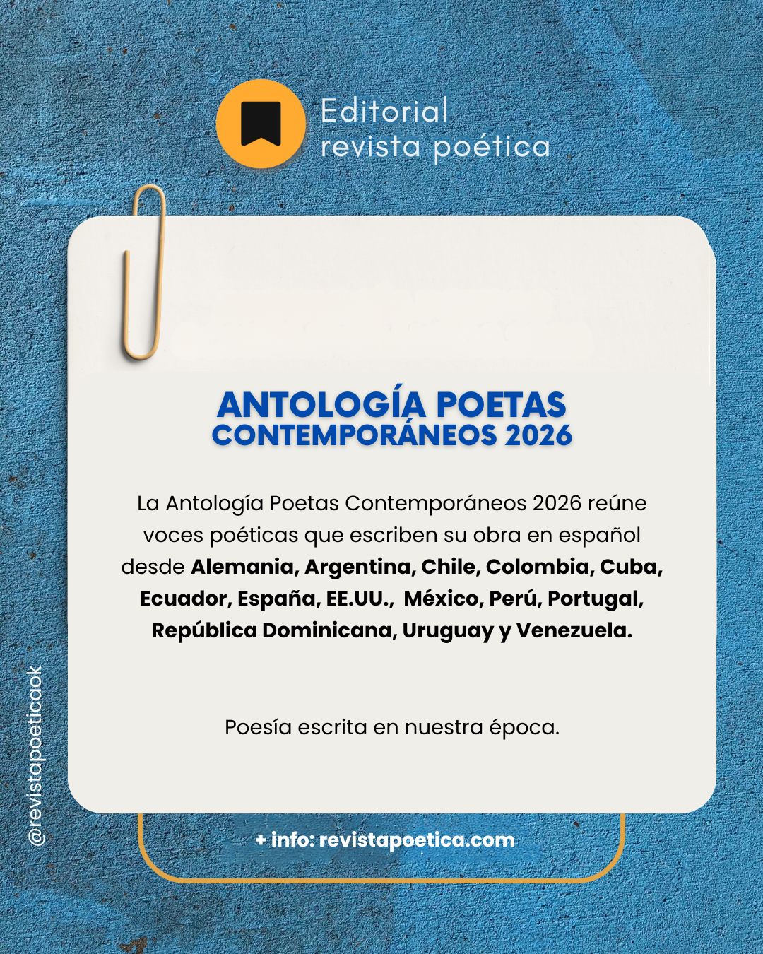 Lee más sobre el artículo Autoras y autores de la Antología Poetas Contemporáneos 2026